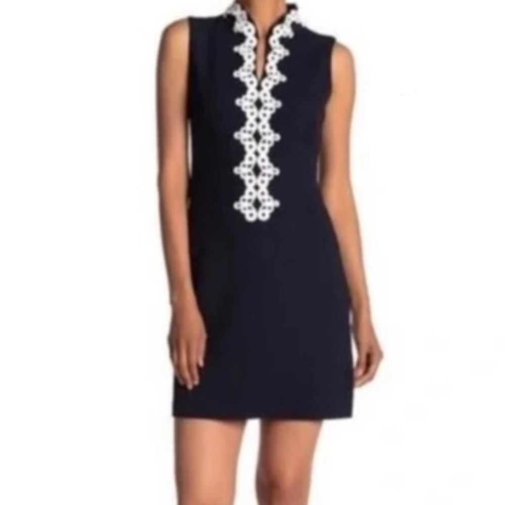 Vince Camuto Navy Dress with White accents